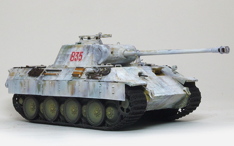 プラモ日記 » パンターA後期型 その8 冬期迷彩の剥がれと細部の塗分け