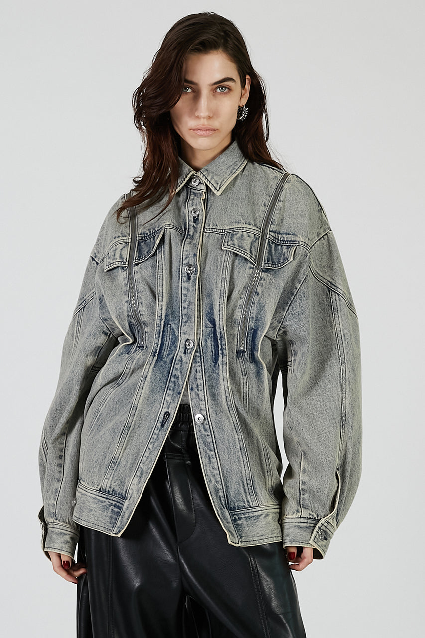 Zip Denim Shirt Blouson
