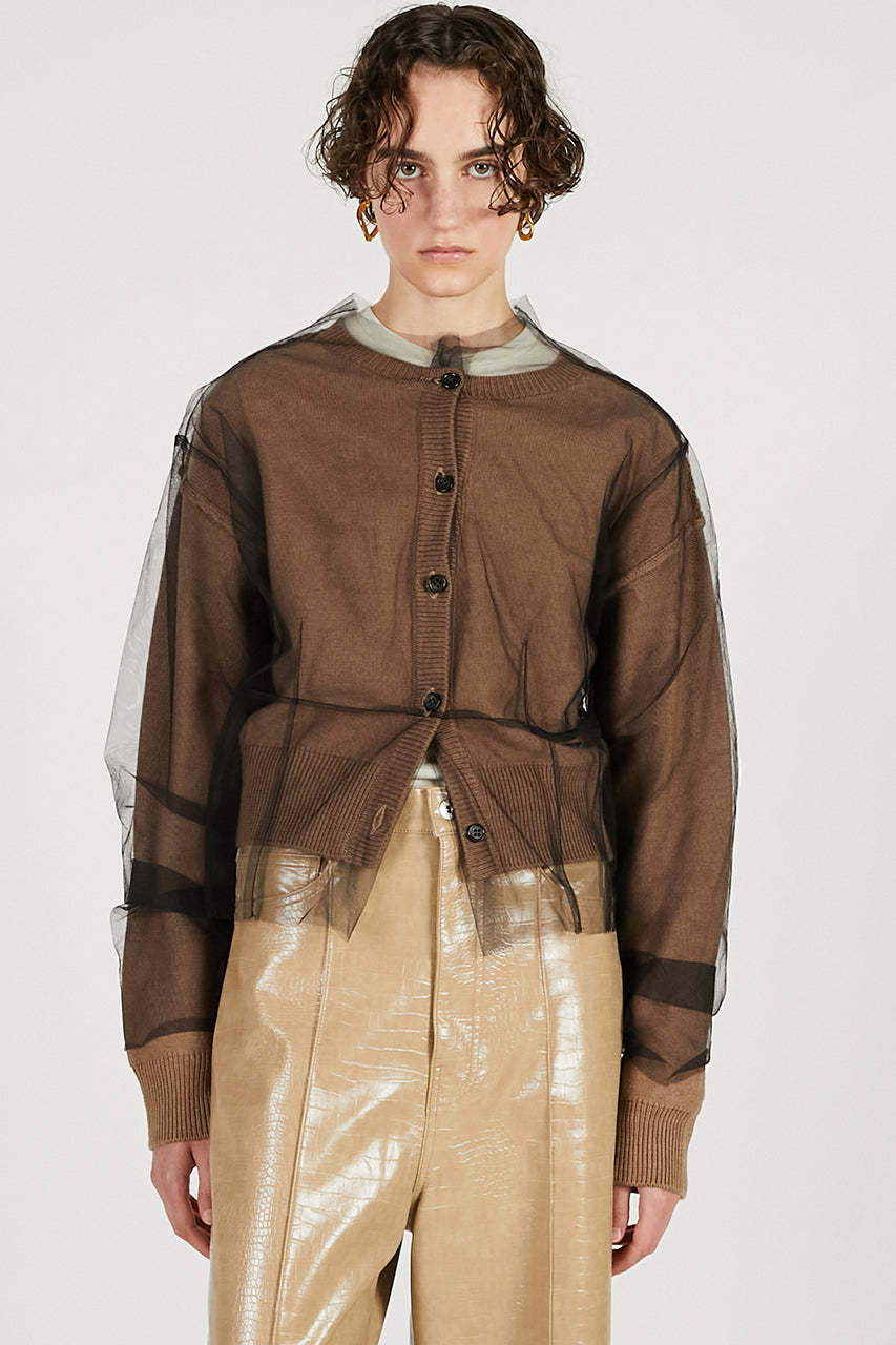 Reversible Tulle Knit Cardigan