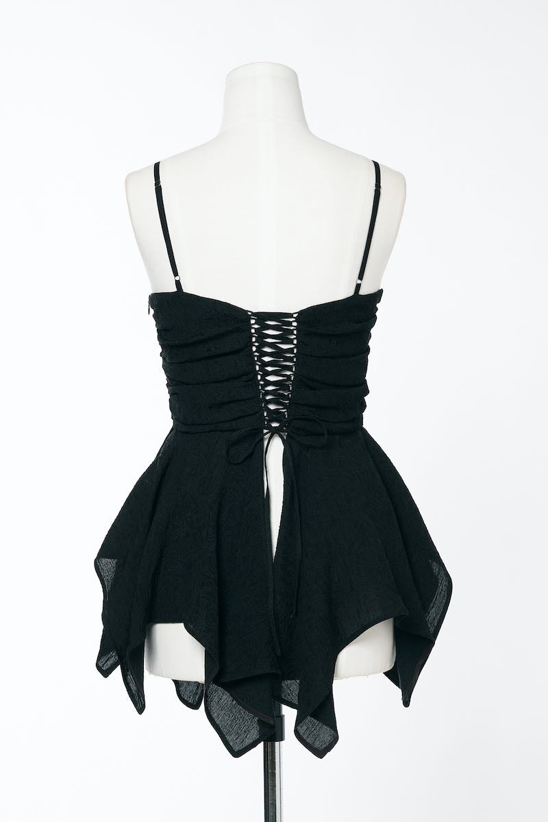 FETICO(フェティコ)のBOTANICAL JACQUARD CUTOUT CAMI TOP BLACKの通販