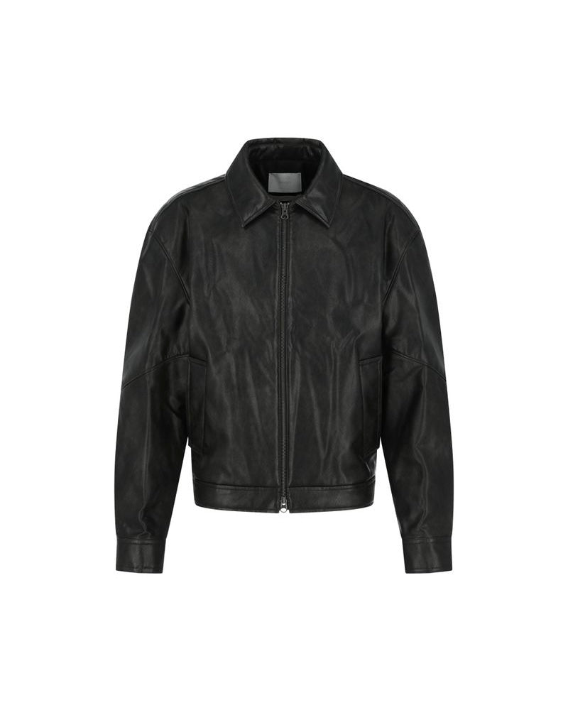 AMOMENTO】SYNTHETIC LEATHER BLOUSON - BLACK