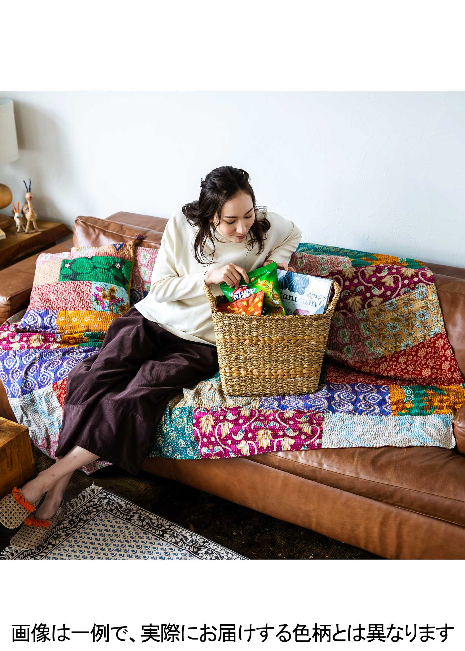 リサイクルサリーパッチワークマルチカバー・シングルサイズ