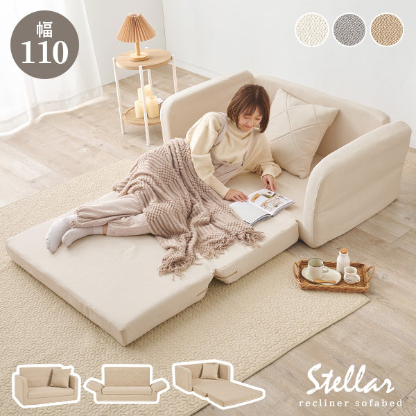 3WAY淡色ソファベッド 2人掛け [幅110] クッション付き ローソファ