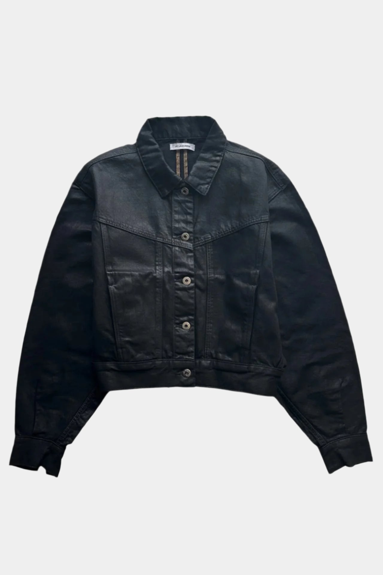 Coated Denim Jacket in Black