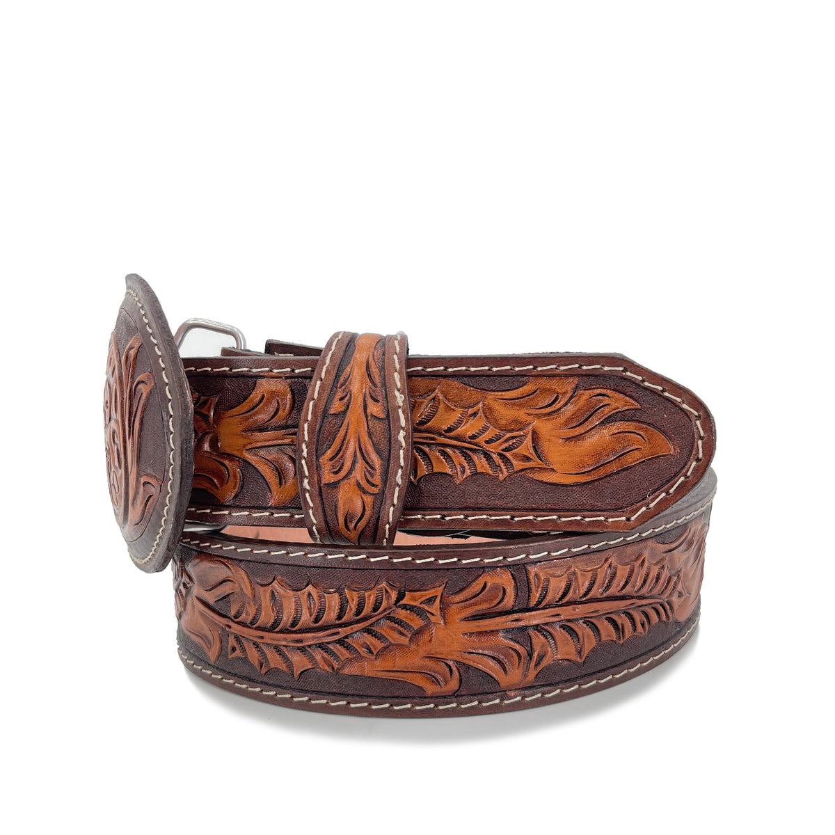 Men's Hand Tooled Belt - Aztec Calendar Bitone – Roman Boots TX RB