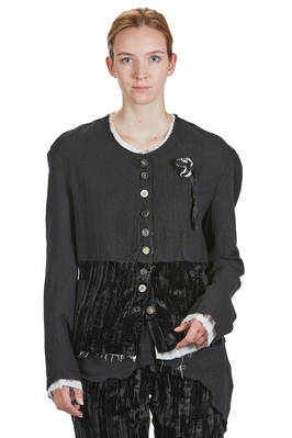 MARC LE BIHAN - Long Flared Jacket In Washed Wool, Cotton, And