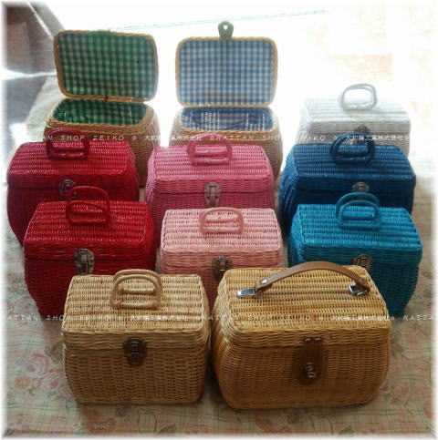 新品 エバゴス 籐製バスケット 青色内布 ebagos ビックバスケット