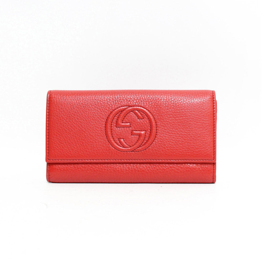 Used] Gucci GUCCI Long Wallet GG Popular Classic Soho Leather Red