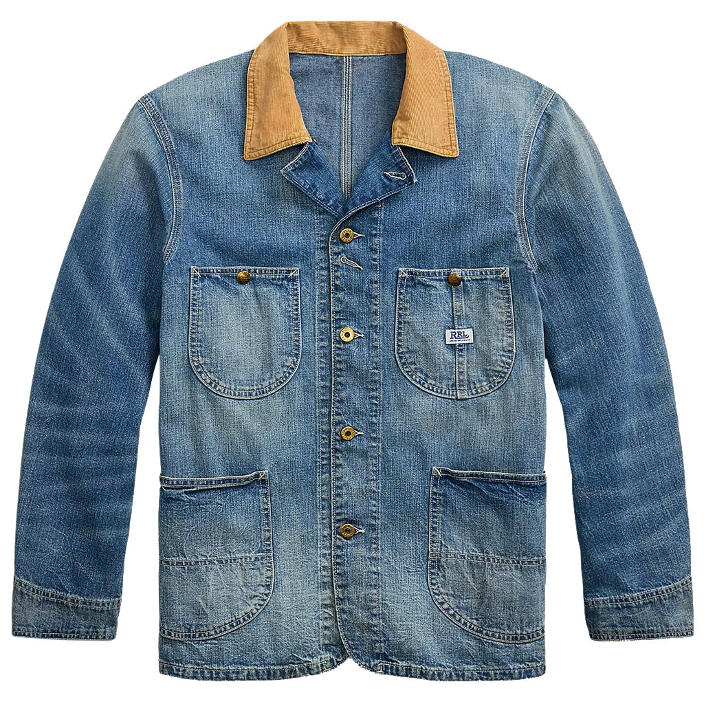 Double RL : CORDUROY-COLLAR INDIGO DENIM JACKET (BLUE) – Reggieshop