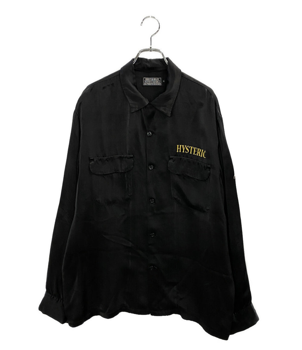 HYSTERIC GLAMOUR 長袖シャツ スーベニアシャツ ブラック 刺繍