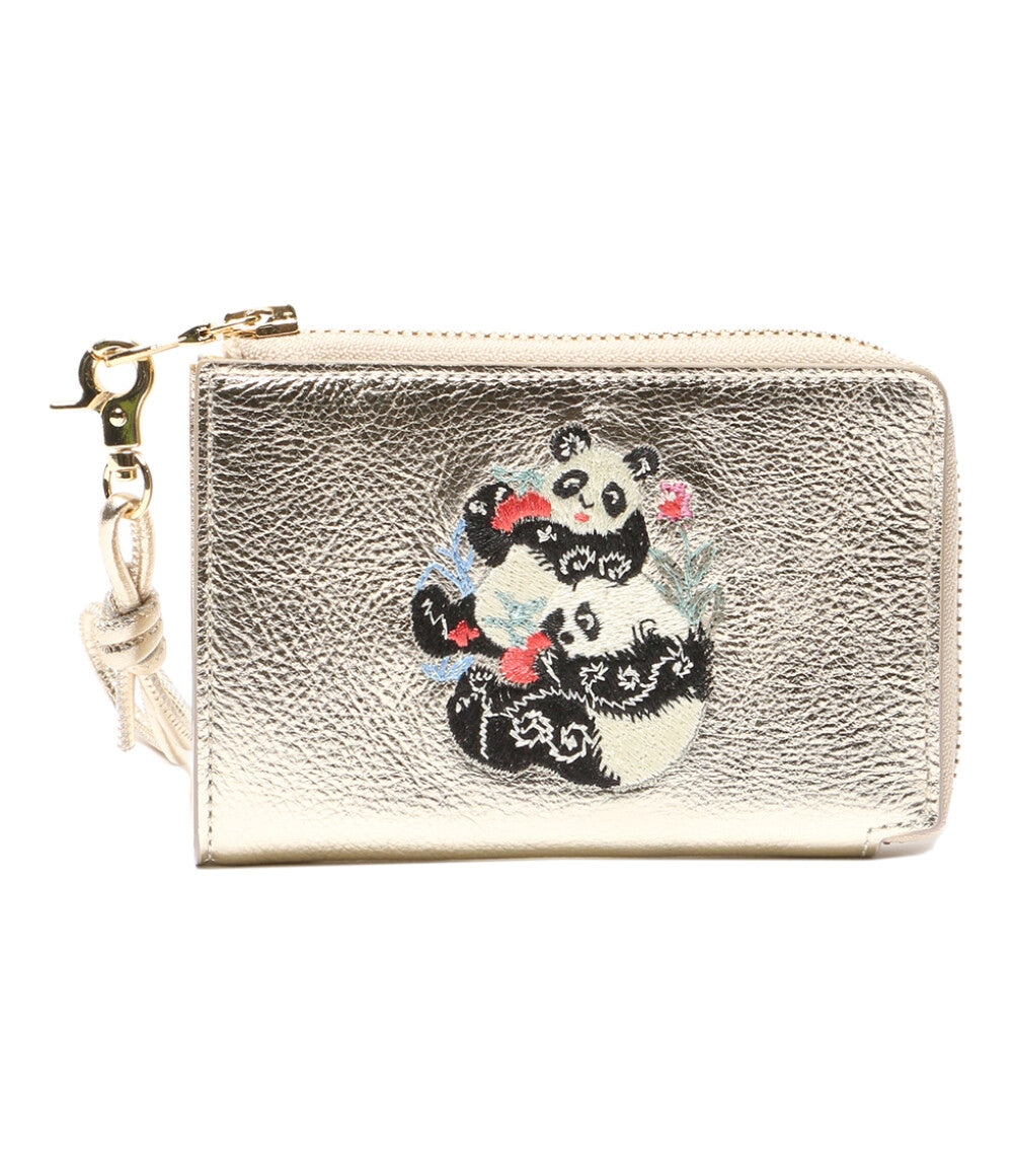 美品 KEITAMARUYAMA×imuramm イムラム 二つ折り財布 パンダ刺繍ミニ