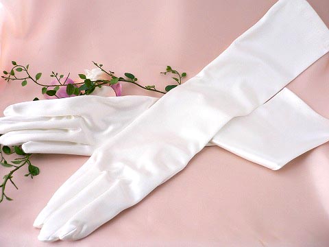 サテングローブ 50cm】ホワイト オフホワイト アイボリー ひじ上