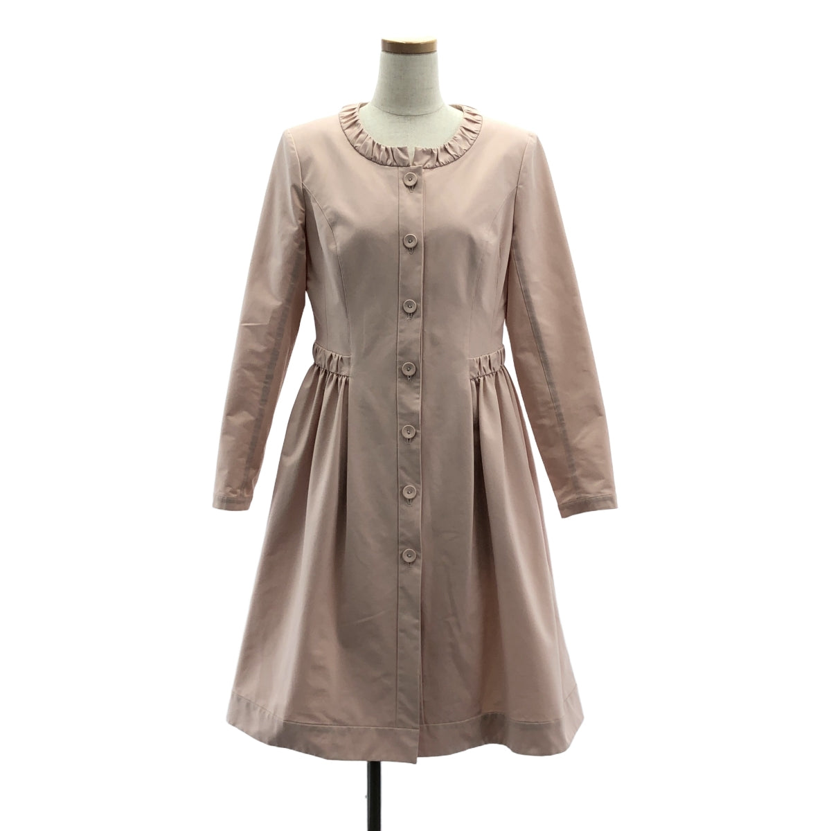 Rene / ルネ | ノーカラー ギャザー プリマ コート | 36 | ピンク