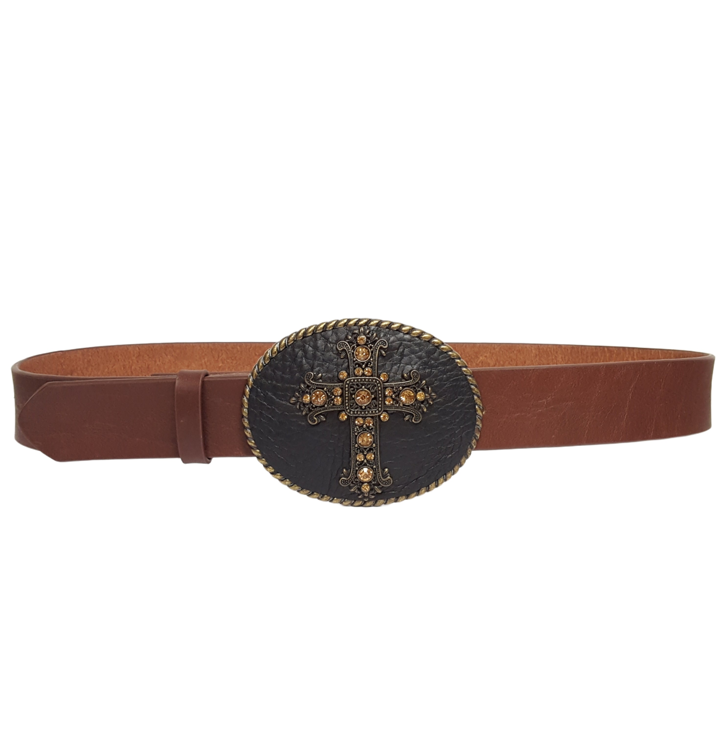 Belt: Genuine Leather Belt with Oval Cross Buckle – Sunway Leather