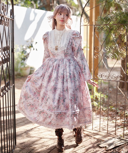 クラシカルローズ柄ワンピース【受注生産】 | Chalmiere | axes femme