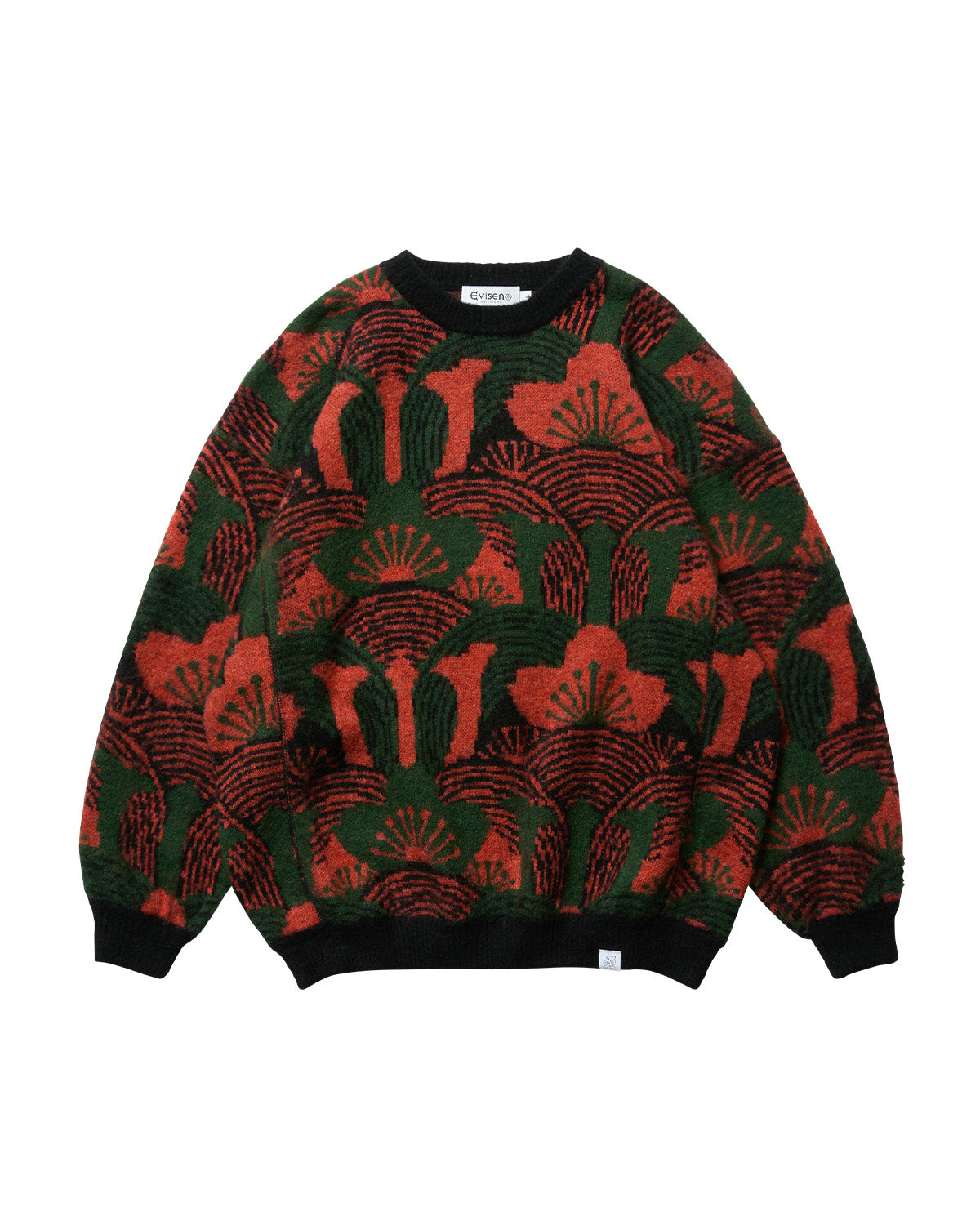 KABUTO MOHAIR CREW KNIT - ORANGE / GREEN – Evisen Skateboards ゑ