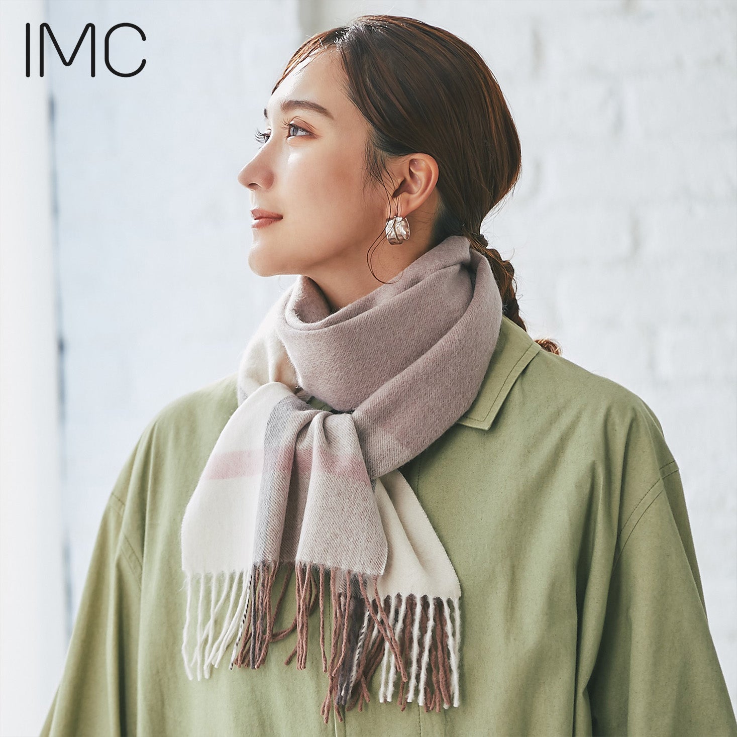 カシミヤ100% マフラー チェック柄 ラインベージュ – INTERMODE KAWABE