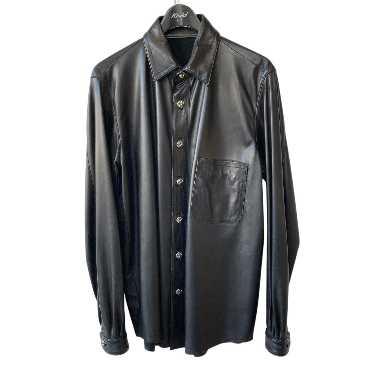 CHROME HEARTS(クロムハーツ) クロスボタンレザーシャツ ブラック