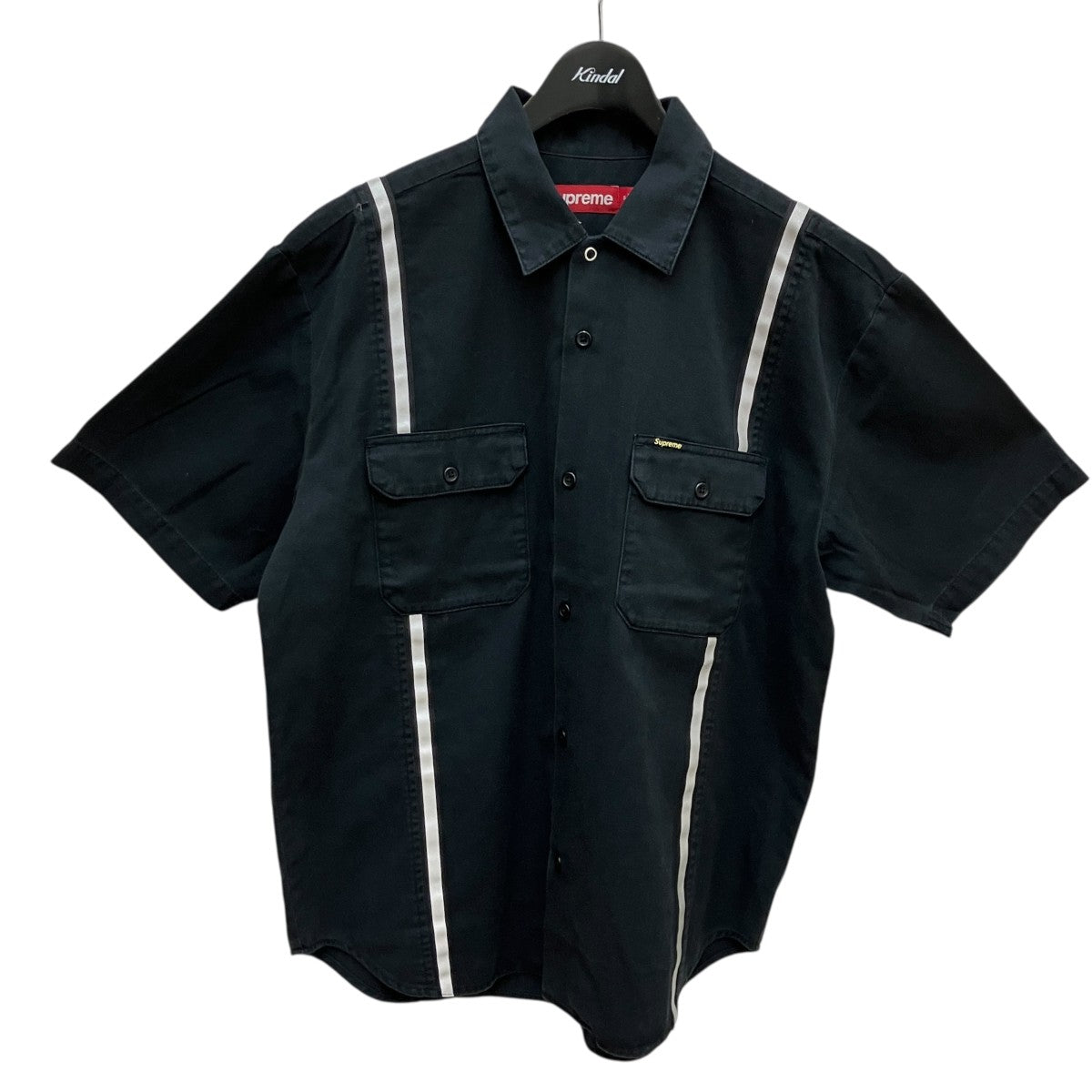 Supreme(シュプリーム) Reflective stripe S／S半袖シャツ ブラック