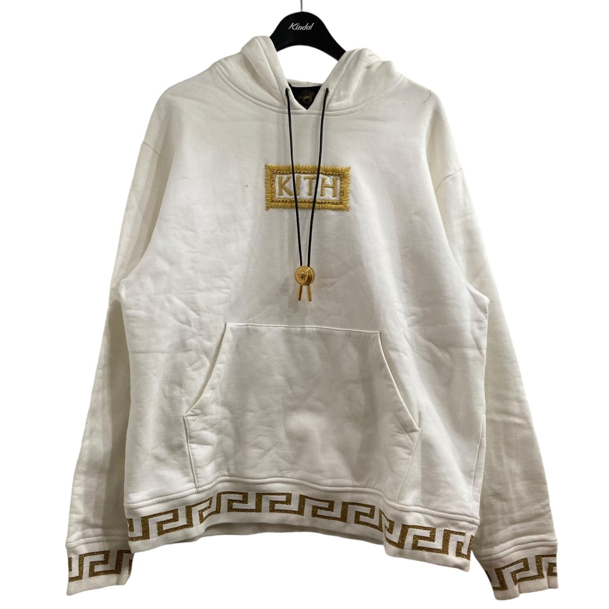 KITH×VERSACE ボックスロゴパーカーA82640 A82640 ホワイト×ゴールド