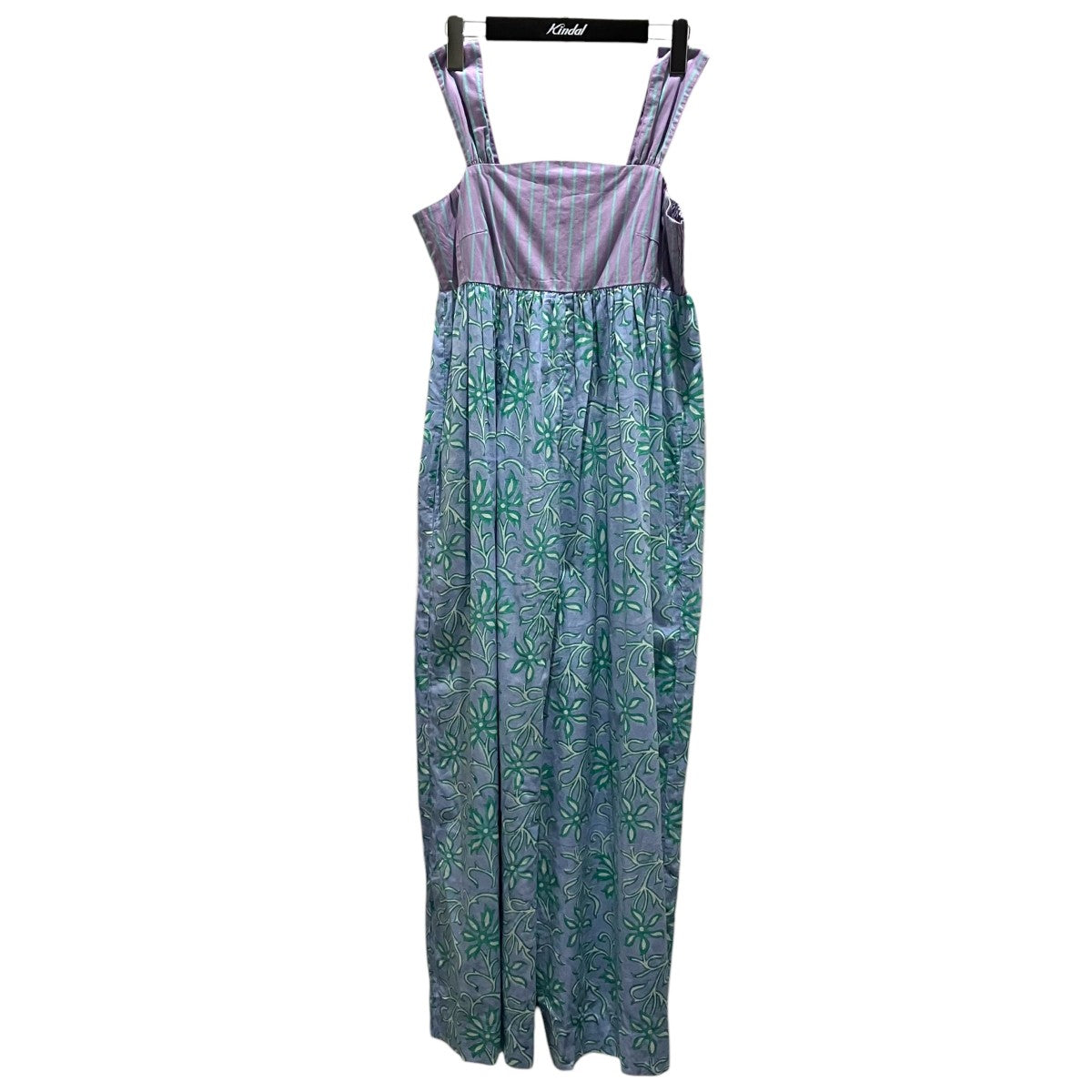 ne quittez pas(ヌキテパ) 総柄オールインワン ブルー×パープル