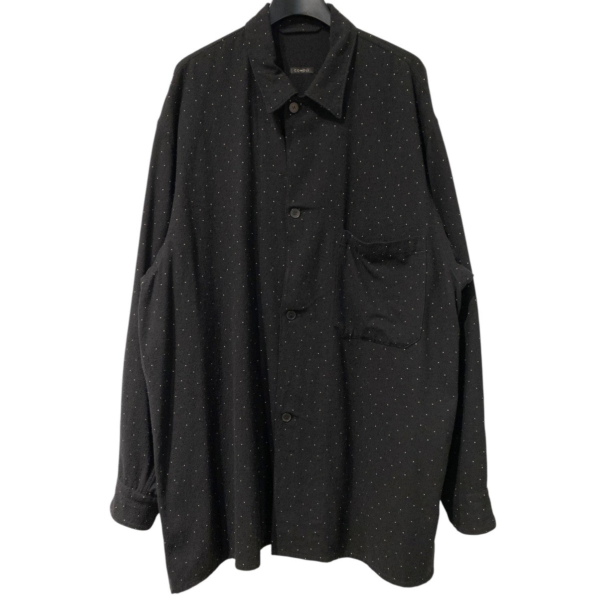 COMOLI(コモリ) 24SSシルクノイル ドット シャツジャケット ブラック