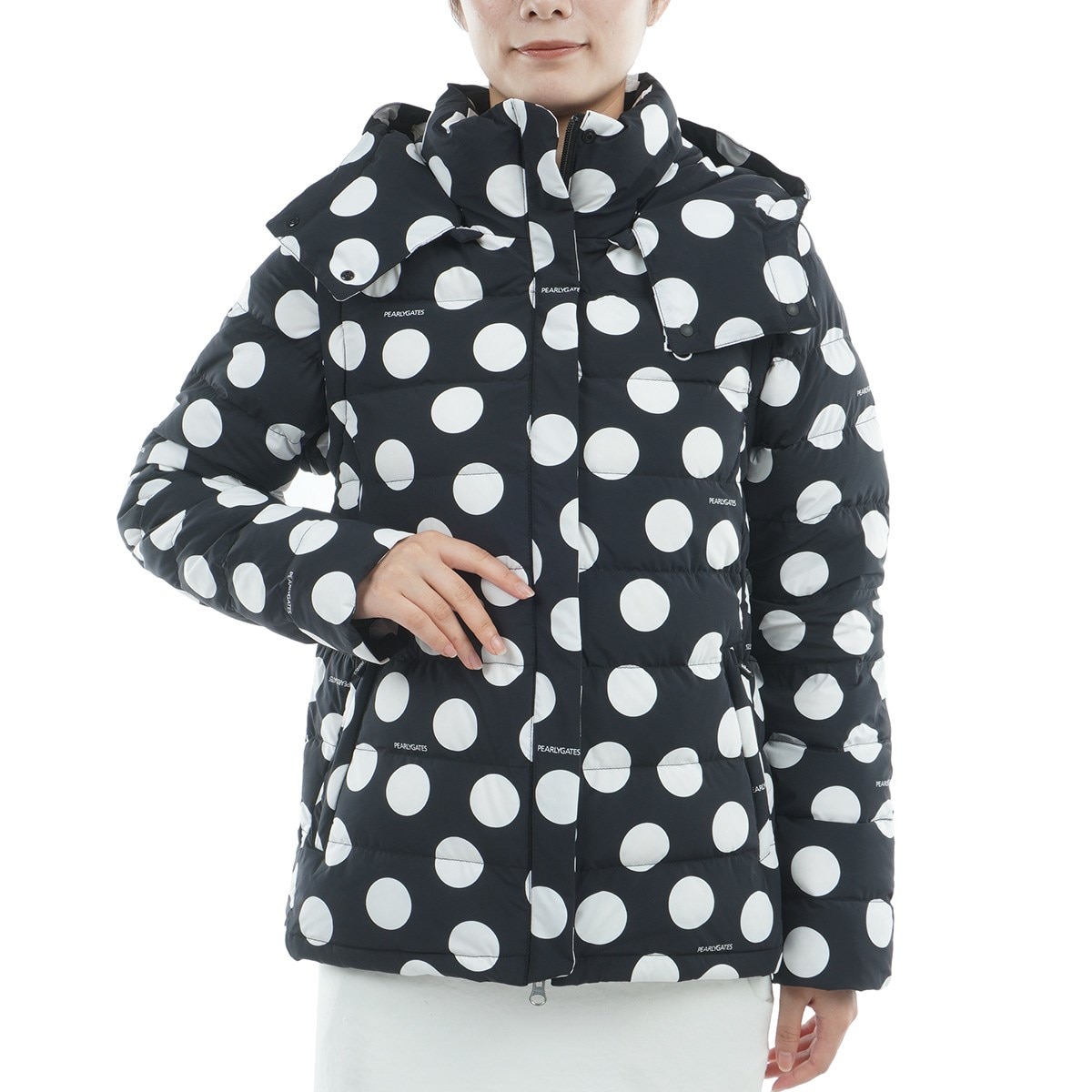 ストレッチタフタ ランダムドット柄 2WAYフルジップブルゾン レディス