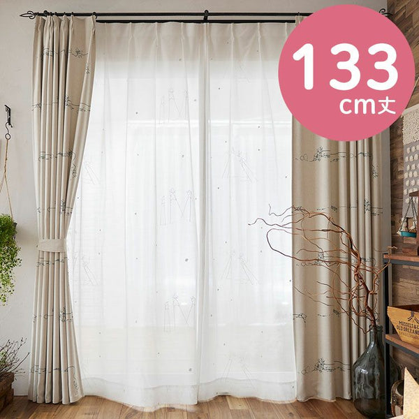 レースカーテン 133cm丈1枚（タケウマ/ホワイト）A1031＜取り寄せ品