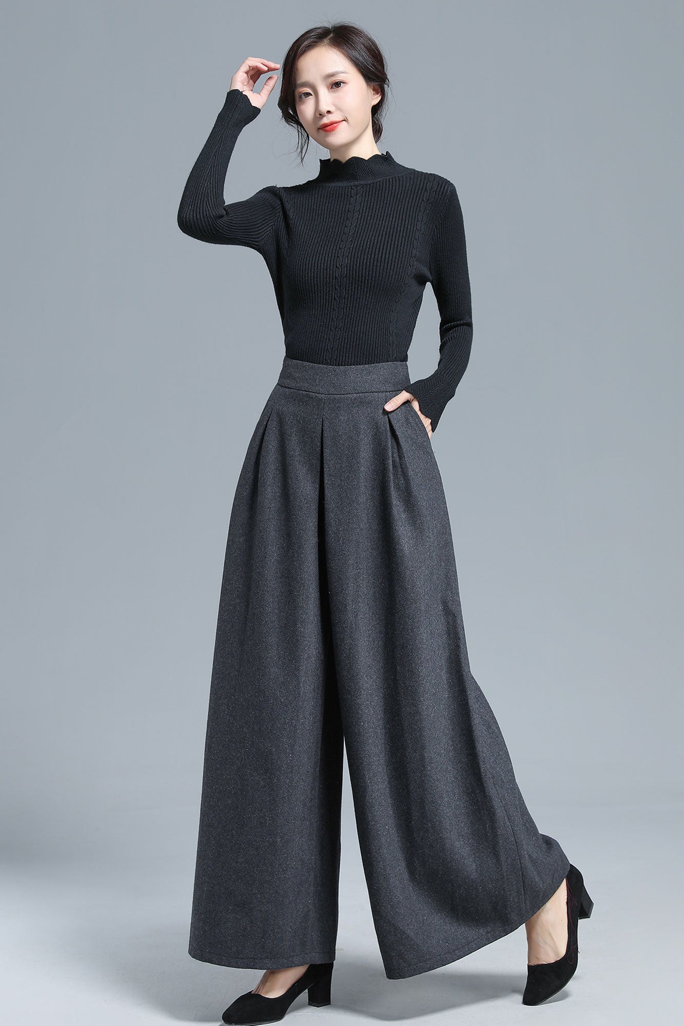 Thick Winter Wide leg wool Pants 3135 – Xiaolizi