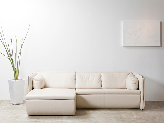 レザーソファ イタリアンレザー（アイボリー） カウチソファ｜レザー
