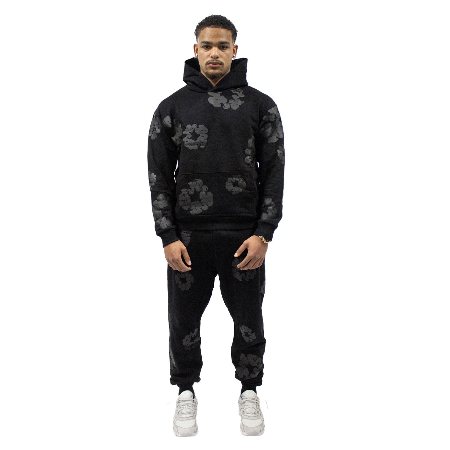 Denim Tears The Cotton Wreath Sweatpants Black Monochrome – sneakrflow