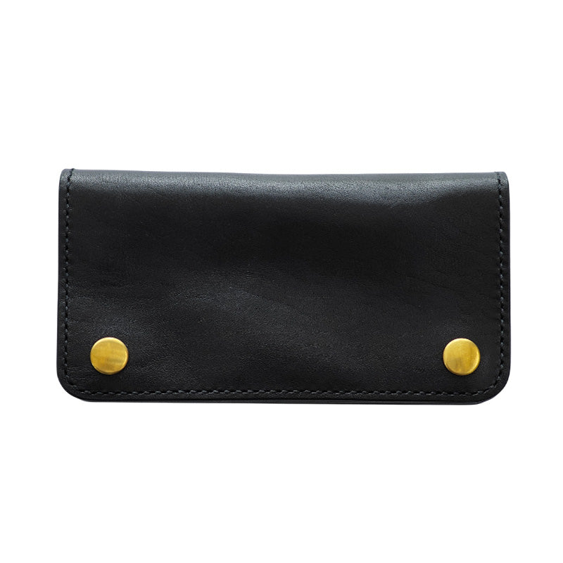 Staryan 黒 ヌメ革ロマネスク トラッカーウォレット 三層 真鍮 黒 ヌメ