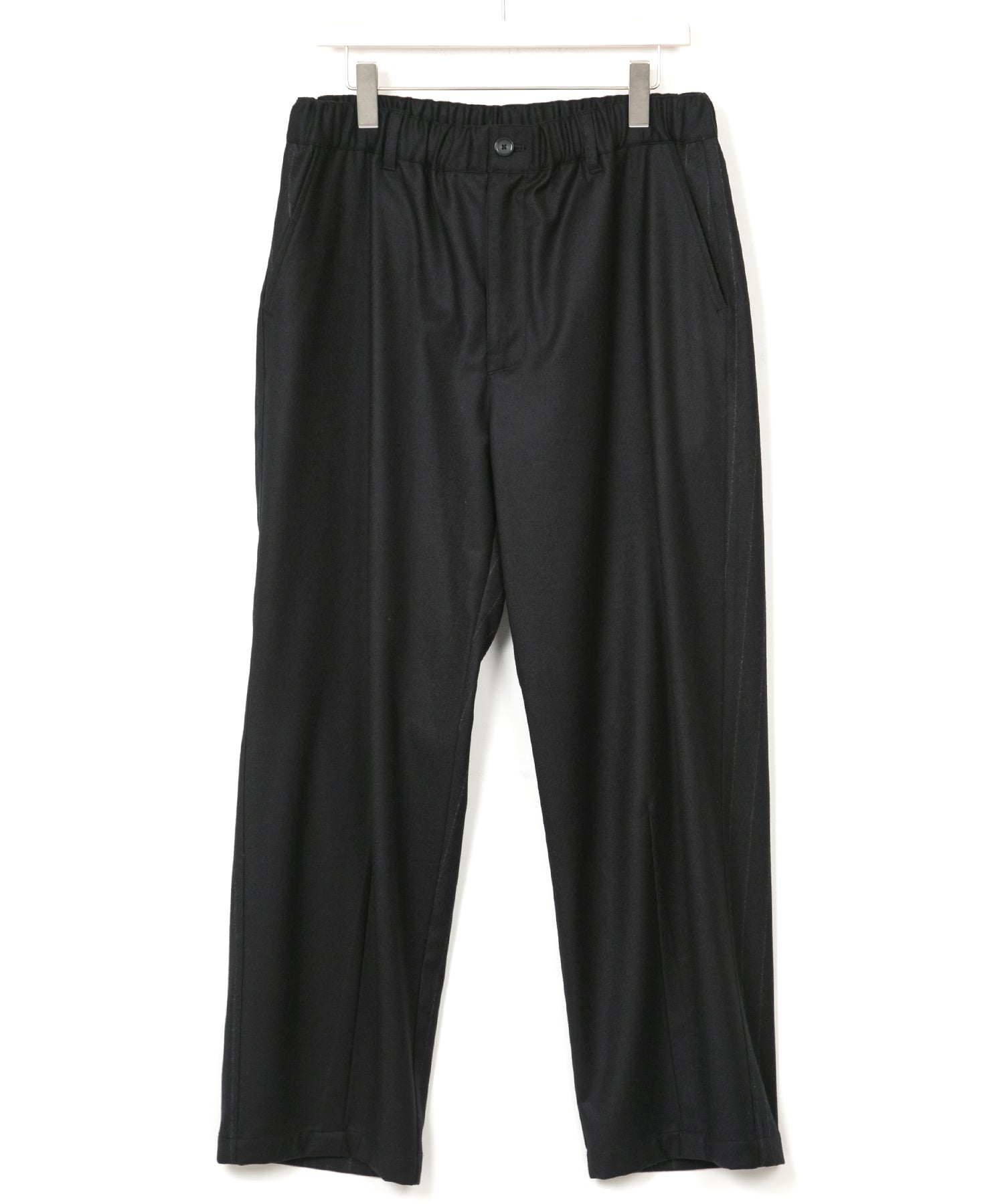 カシミヤ混フラノ ワイド テーパード イージーパンツ - BLACK × BLACK