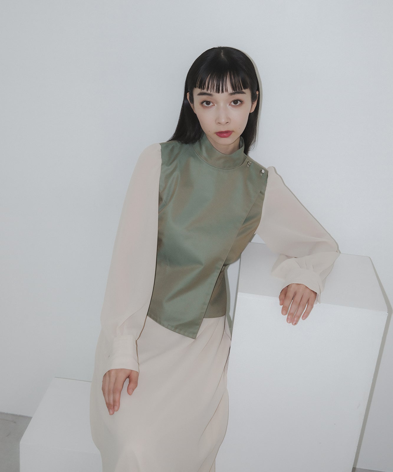 ≪通常販売≫docking Sheer sleeve one piece（ドッキングシアー