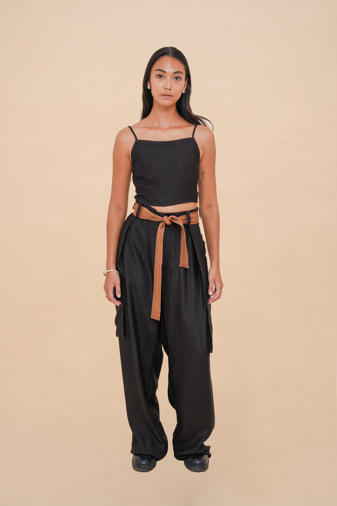 Black Raffia Cargo Pant – Ziran