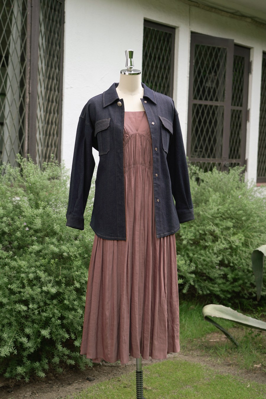 kyoplan / Side Bow Vintage Twill Dress