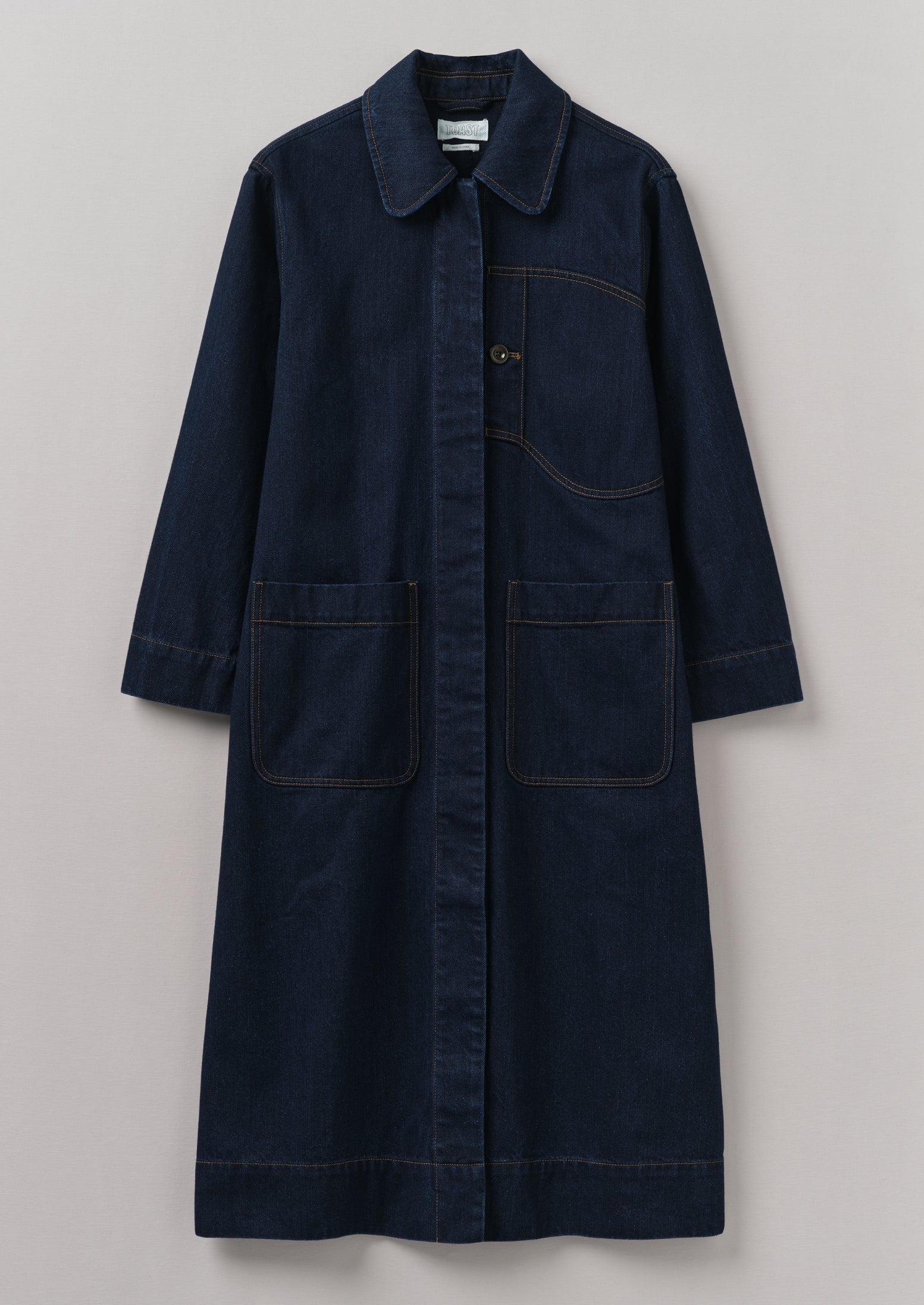 Patch Pocket Japanese Denim Coat | Indigo | TOAST