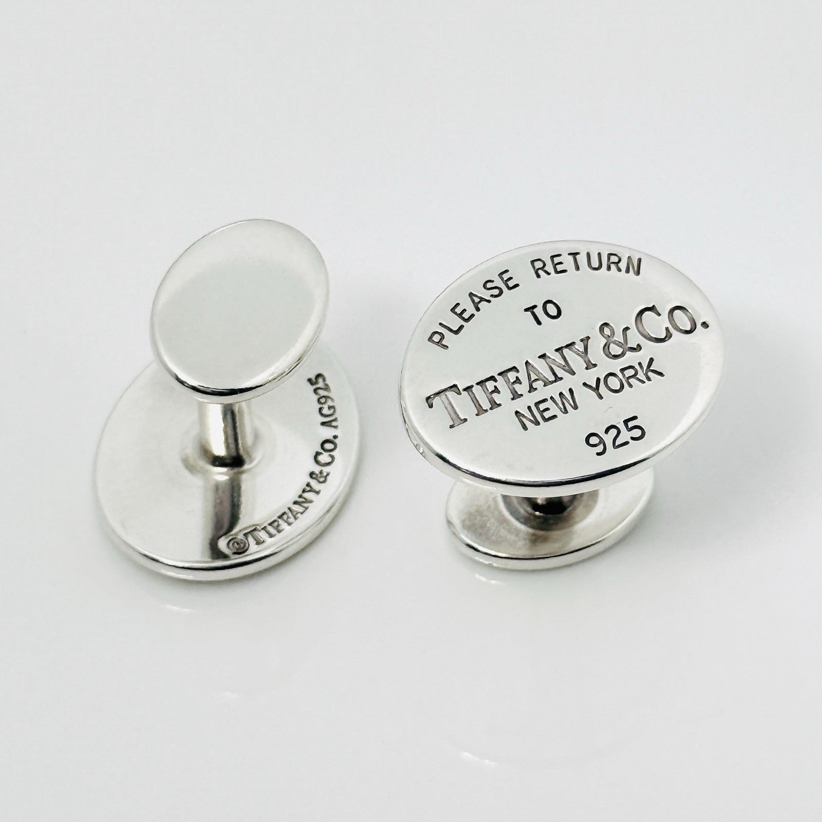 Please Return to Tiffany Oval Cufflinks in Sterling Silver | The