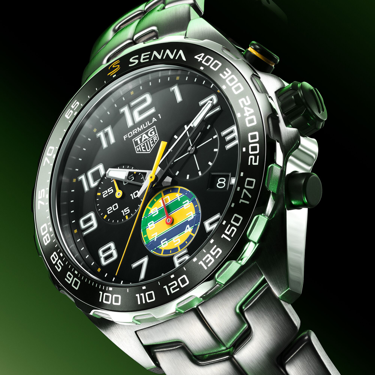 タグ・ホイヤー フォーミュラ1 クロノグラフ」に、アイルトン・セナと