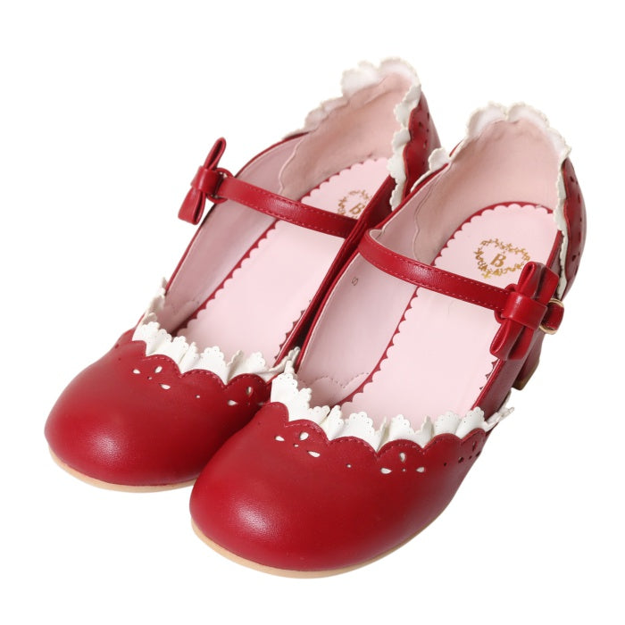 USED】【Sサイズ】マリィ・ワンストラップシューズ（red × white lace