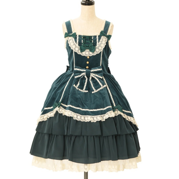 USED】別珍セシリアジャンパースカート（ブルーグリーン