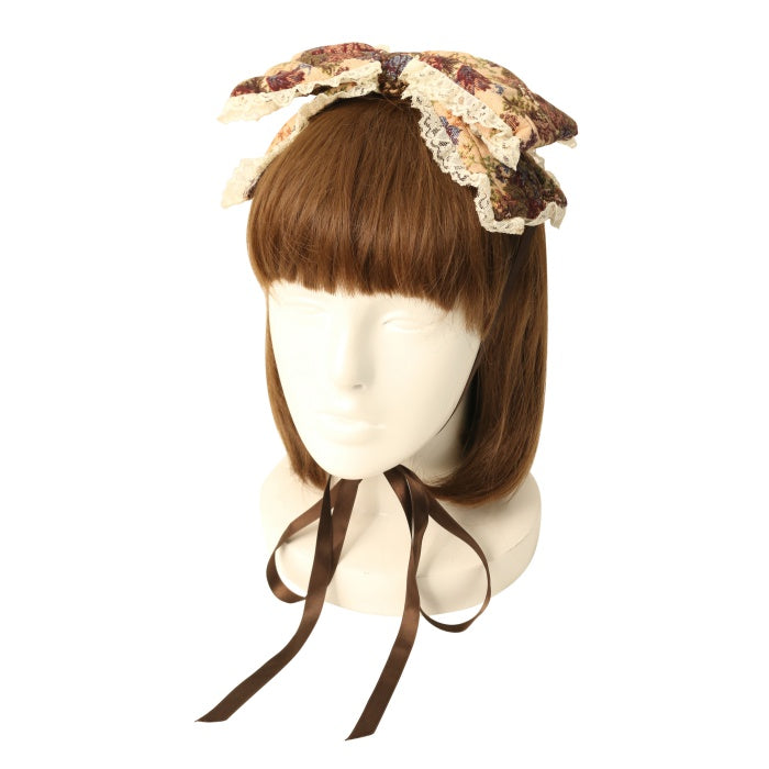 USED】ゴブランプリントレース付きリボンヘッドドレス | metamorphose