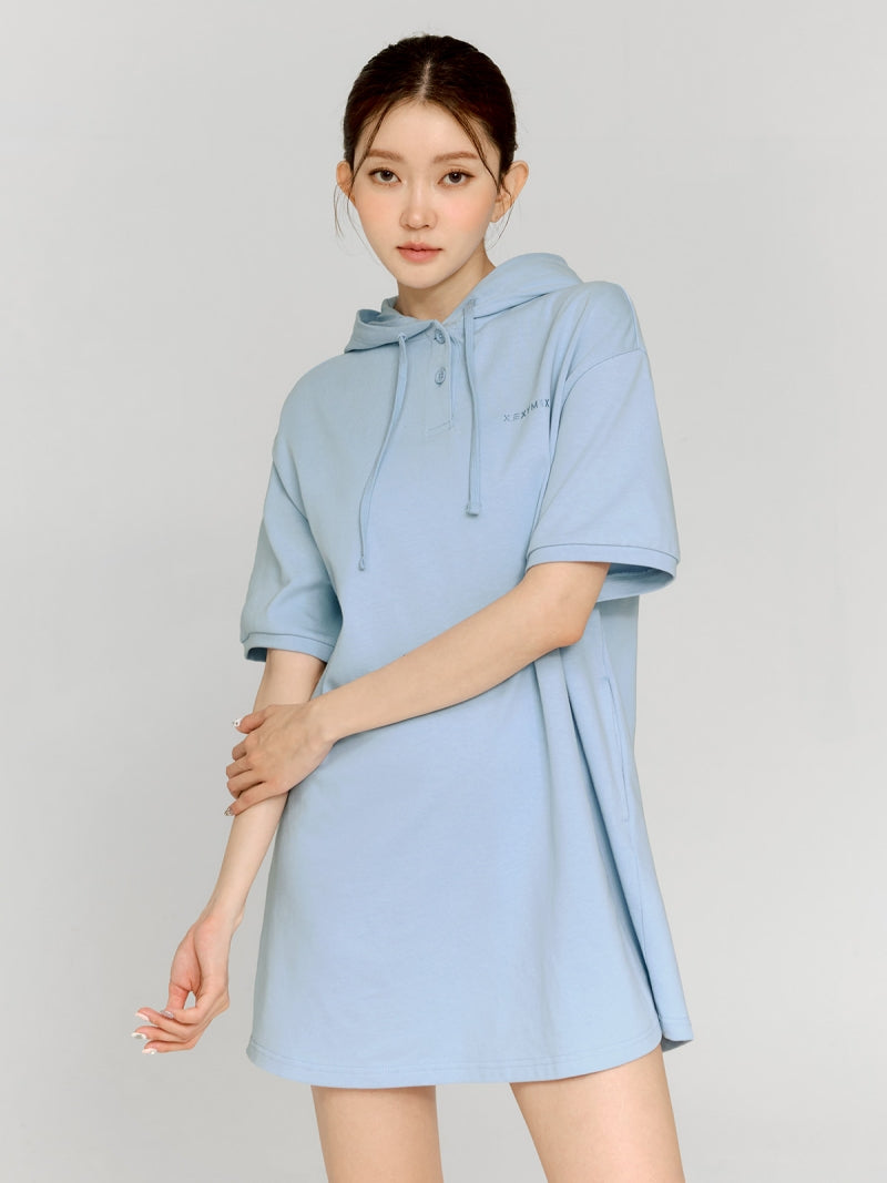 コージー コットン フード付き ワンピース