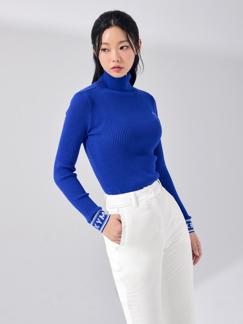 リブ編み タートルネック ニット