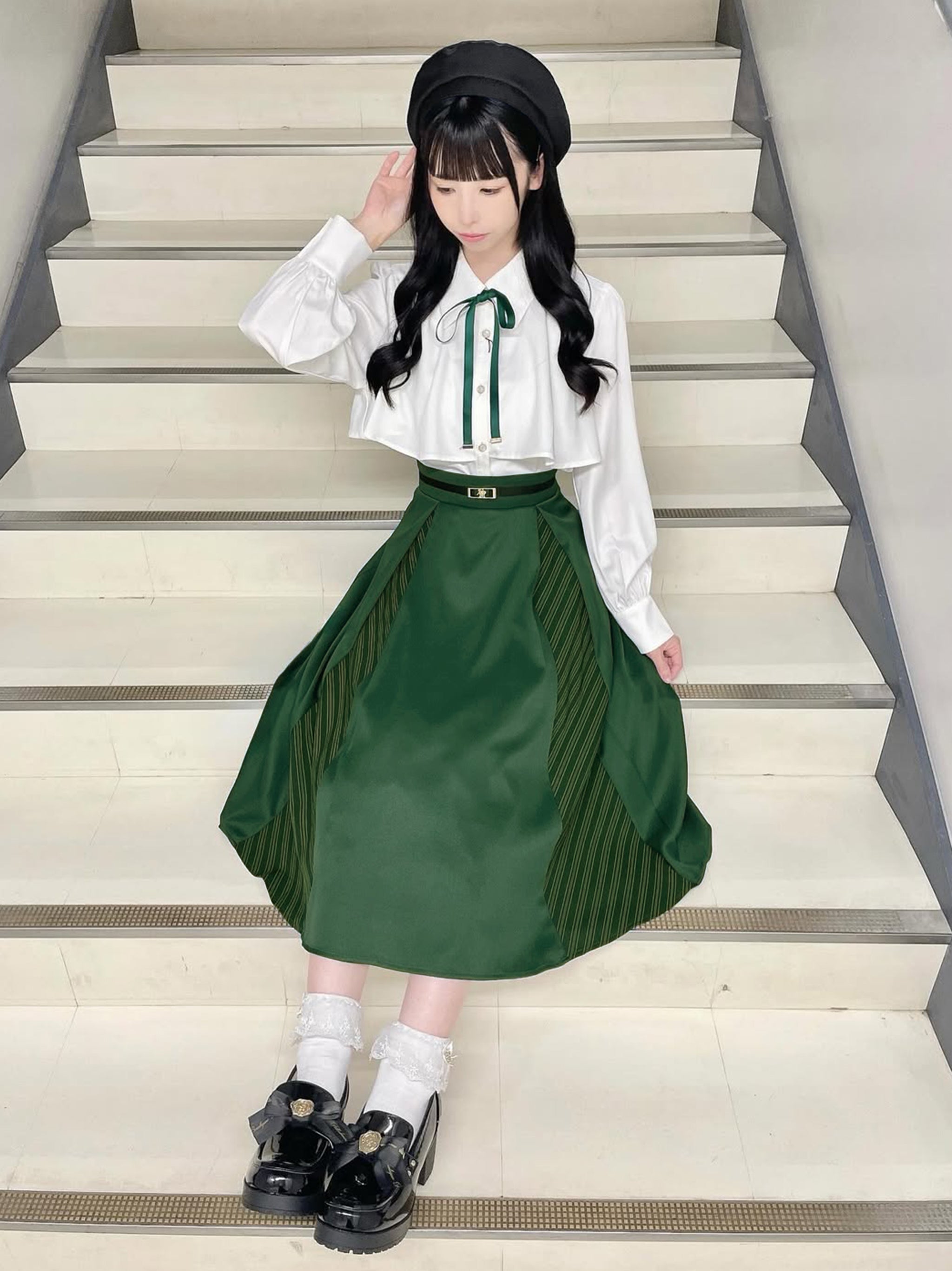 マチ切替ストライプミドル丈スカート – Amavel（アマベル）公式サイト