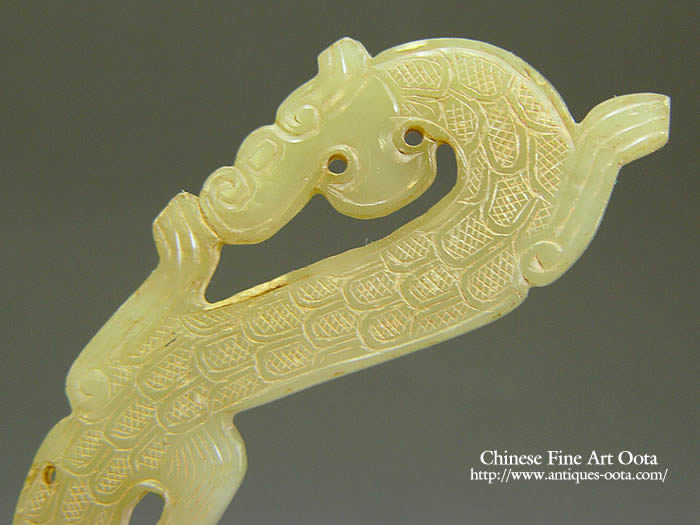 中国戦国時代 青玉 獣首渦文璧 古玉 装飾品 出土品 中国戦国時代 青玉