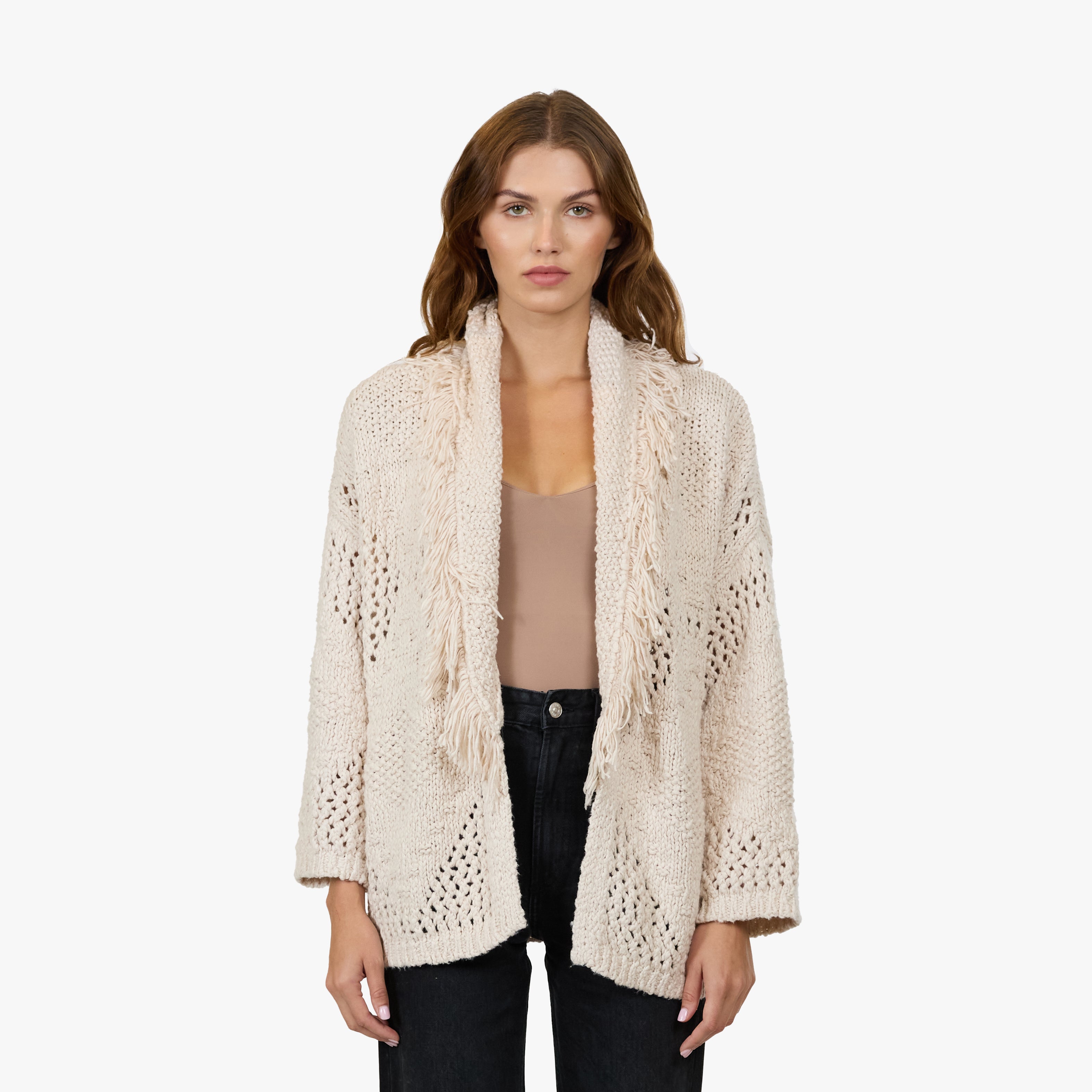 Fringed Shawl Collar Jacket | Autumn Cashmere