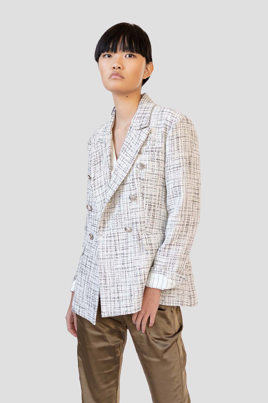 CAMERON TWEED BLAZER - CREAM – CHRISTINA KARIN