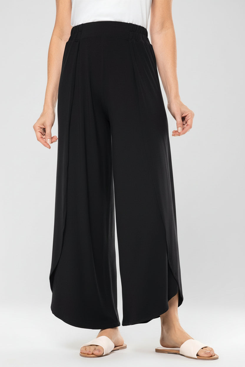 Women's Lynsu Wide Leg Pants with Overlap Detail | Black UPF 50+