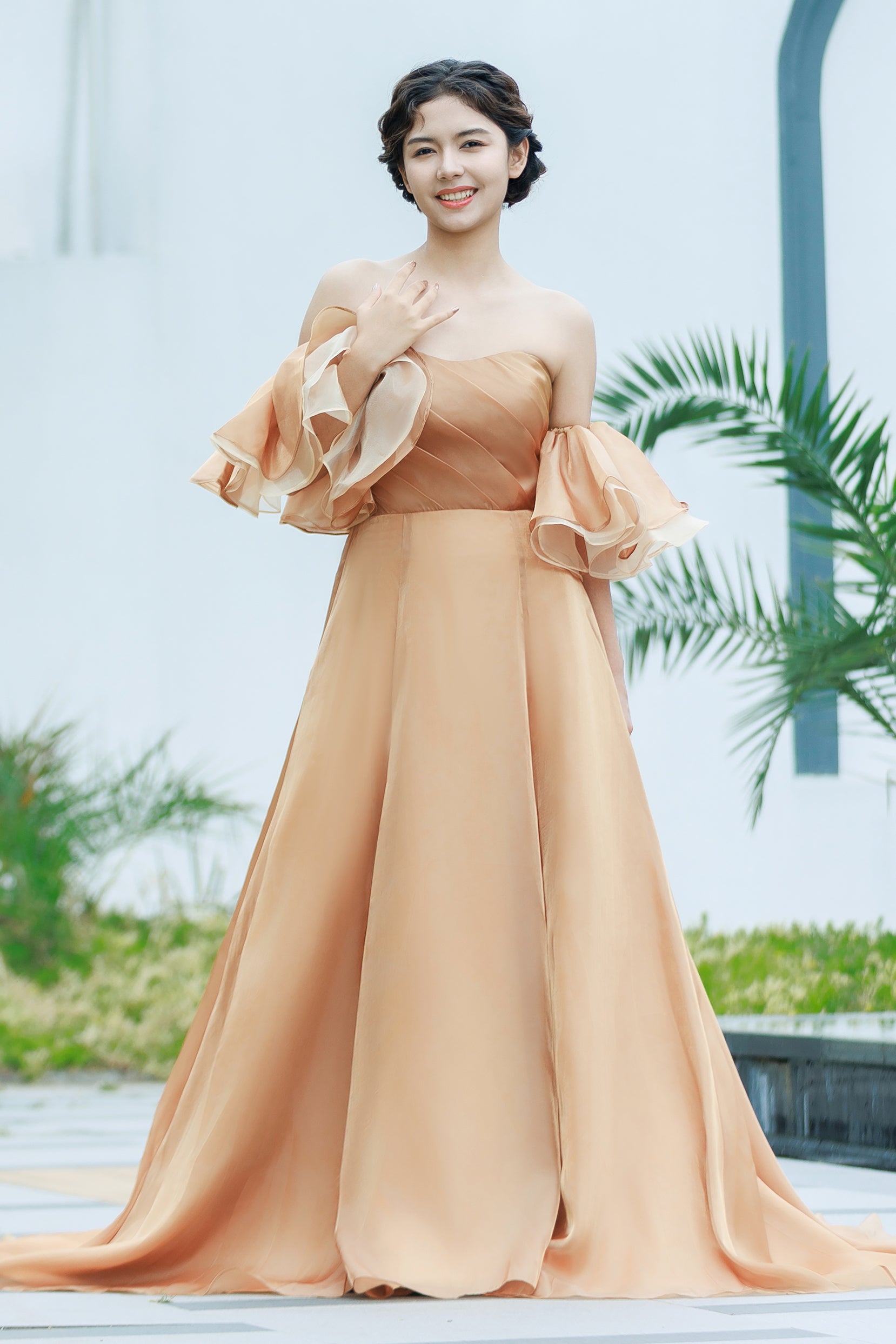 CW3299 パフスリーブ 人気デザイン カラードレス – COCOMELODY